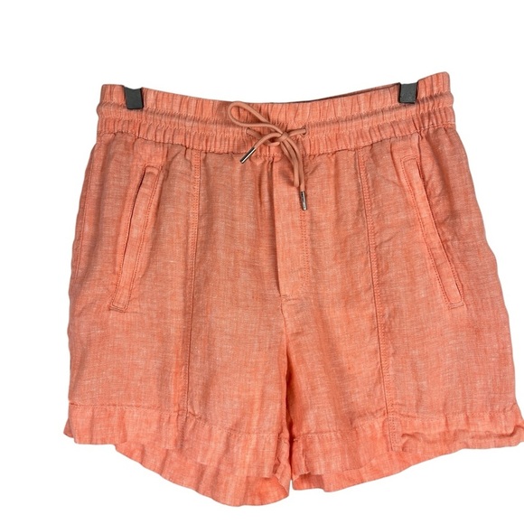 ATHLETA Womens 100% Linen Elastic Waist Peachy Orange Shorts Size 4 S/533545-03 - Picture 2 of 8